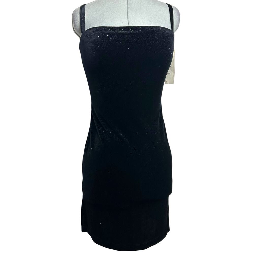 NWT Vintage Deadstock Black/Dark Blue Sparkly Velvet Evening Dress Size M